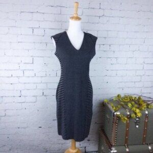 Calvin Klein Striped Sheath Dress Gray And Black Size 4
